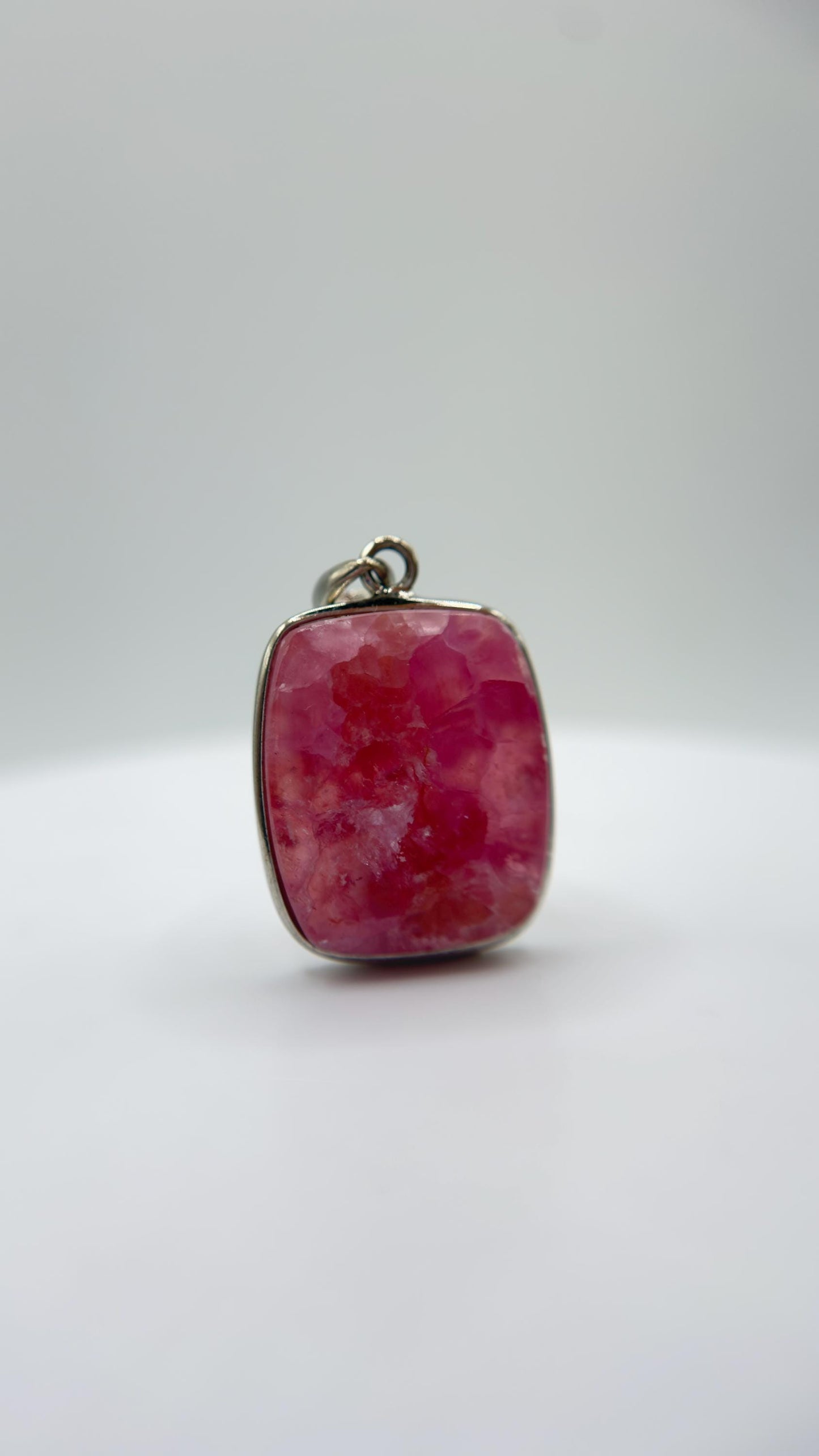 Cobalto Calcite Silver Pendant Pink Crystal Gemstone Necklace Natural Stone Unique Jewelry Gift