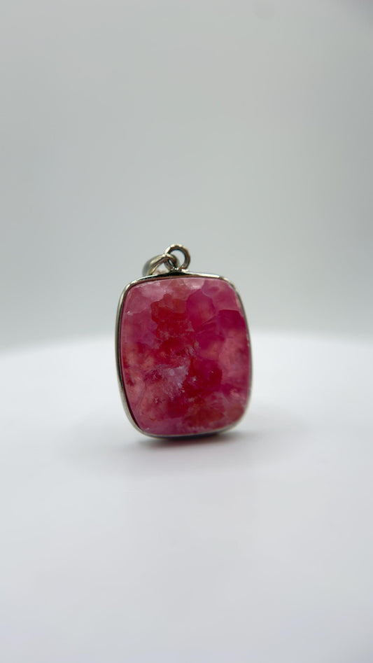 Cobalto Calcite Silver Pendant Pink Crystal Gemstone Necklace Natural Stone Unique Jewelry Gift
