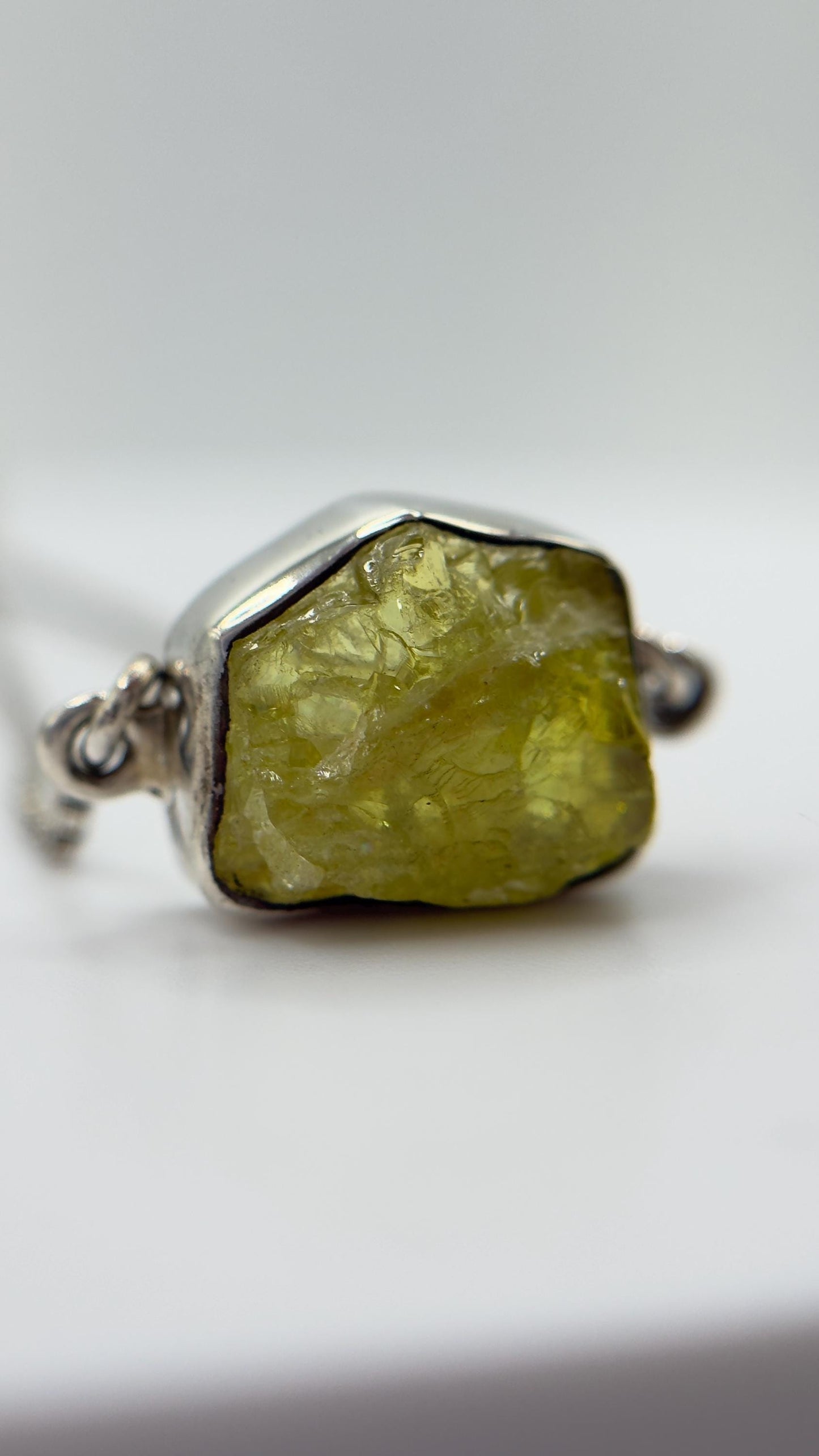 Raw Chrysoberyl Adjustable Bracelet Yellow Green Gemstone Silver Crystal Bracelet