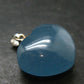 Lemurian Aquatine Blue Calcite Silver Heart Pendant from Argentina - 1.1" - 7.48 Grams