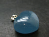 Lemurian Aquatine Blue Calcite Silver Heart Pendant from Argentina - 1.1" - 7.48 Grams