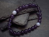 Blue Lace Agate & Amethyst Genuine Bracelet ~ 6.5 Inches ~ 7mm Round Beads