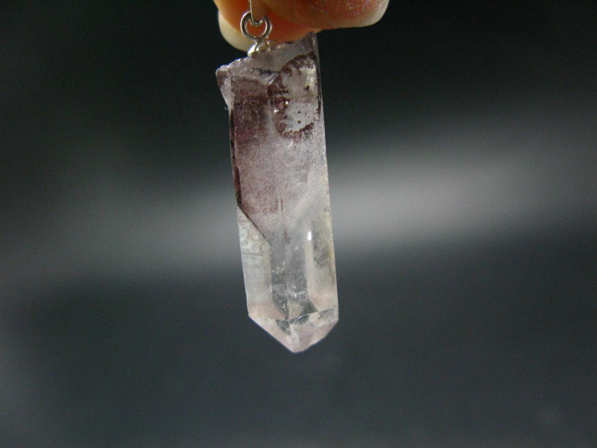 Phantom Hematite in Quartz Crystal Pendant From India - 1.5" - 4.46 Grams
