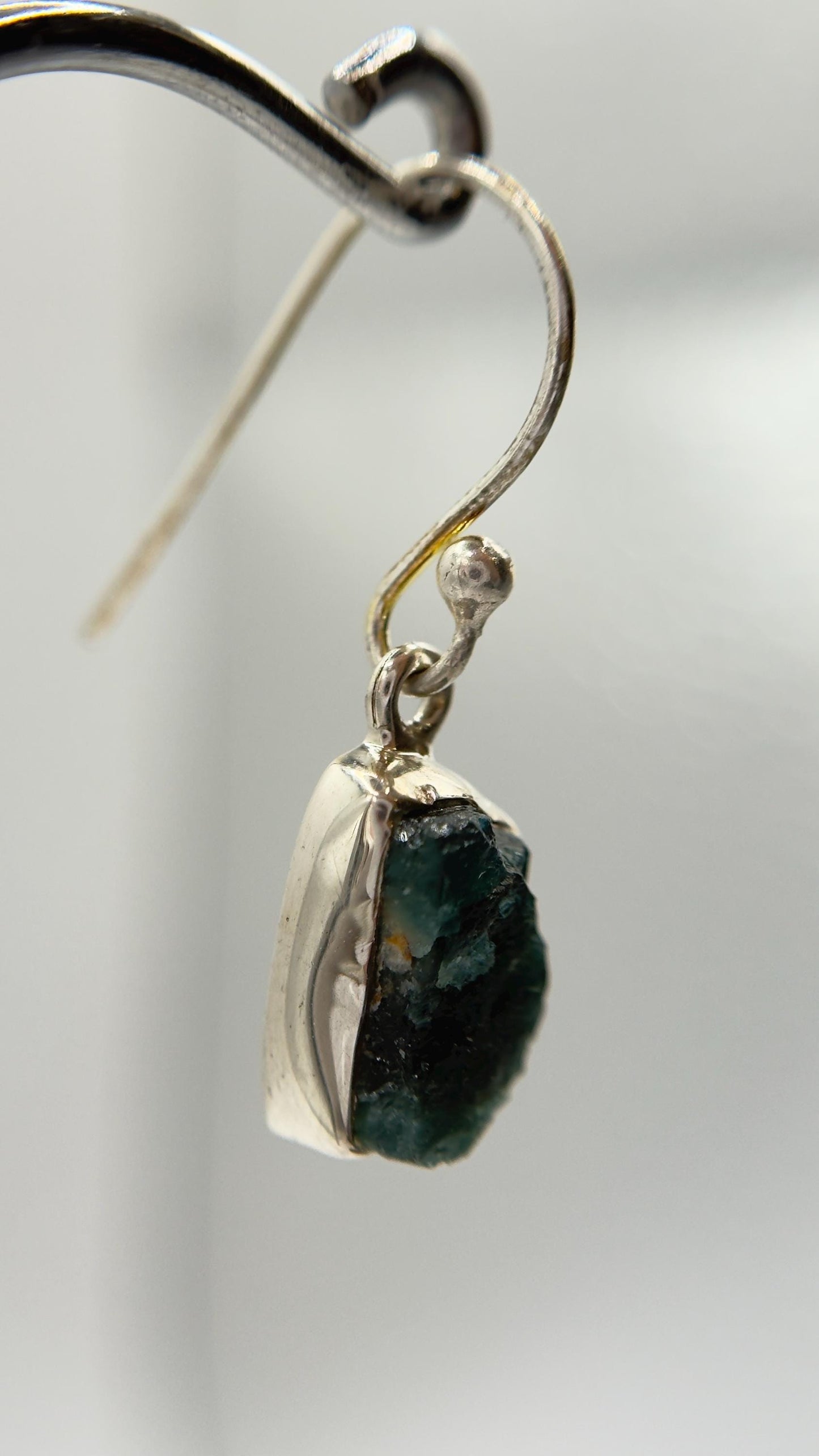 Grandidierite Earrings Blue Green Gemstone Dangle Earrings Raw Stone Silver Jewelry Gift