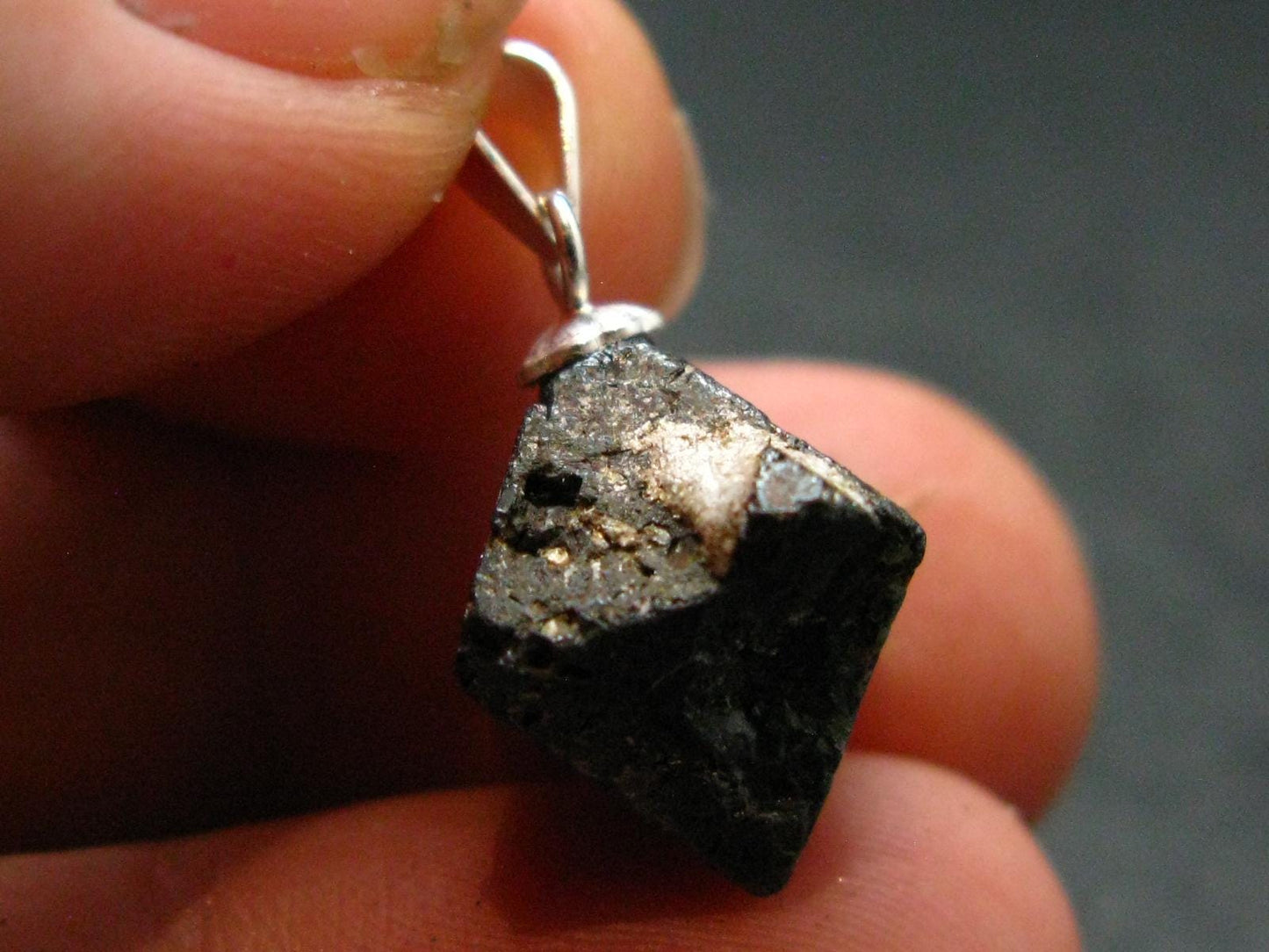 Magnetite Crystal Silver Pendant From Bolivia - 0.8" - 3.59 Grams