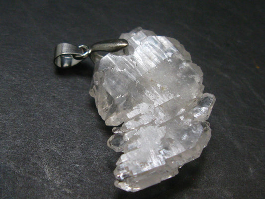 Faden Quartz Crystal Silver Pendant From Brazil - 1.6"