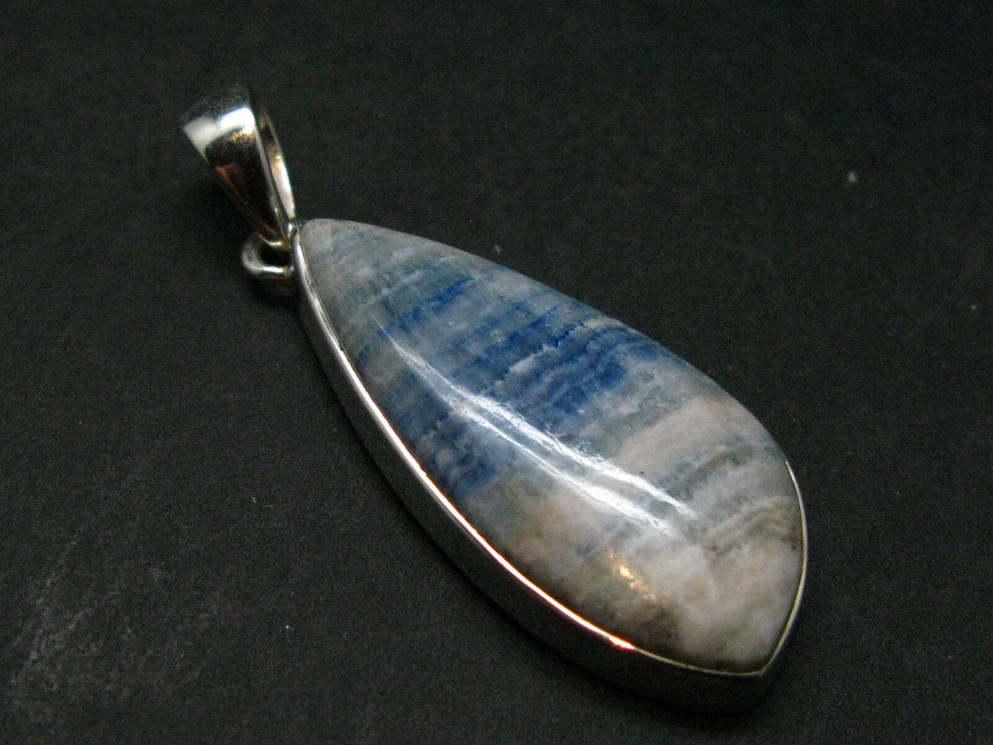 Rare Blue Scheelite Silver Pendant From Turkey - 1.8" - 6.94 Grams