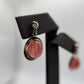 Natural Rhodochrosite Oval Drop Earrings in Sterling Silver | Pink Crystal Earrings