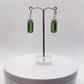 Green Helenite Emerald Cut Earrings – Halo Sterling Silver Dangle Earrings