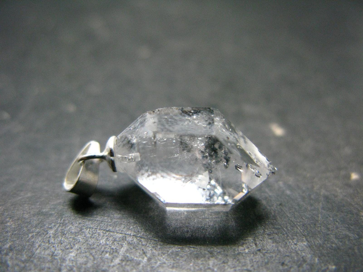 Fine Natural Herkimer Diamond Silver Pendant From New York 0.9" - 2.0 Grams