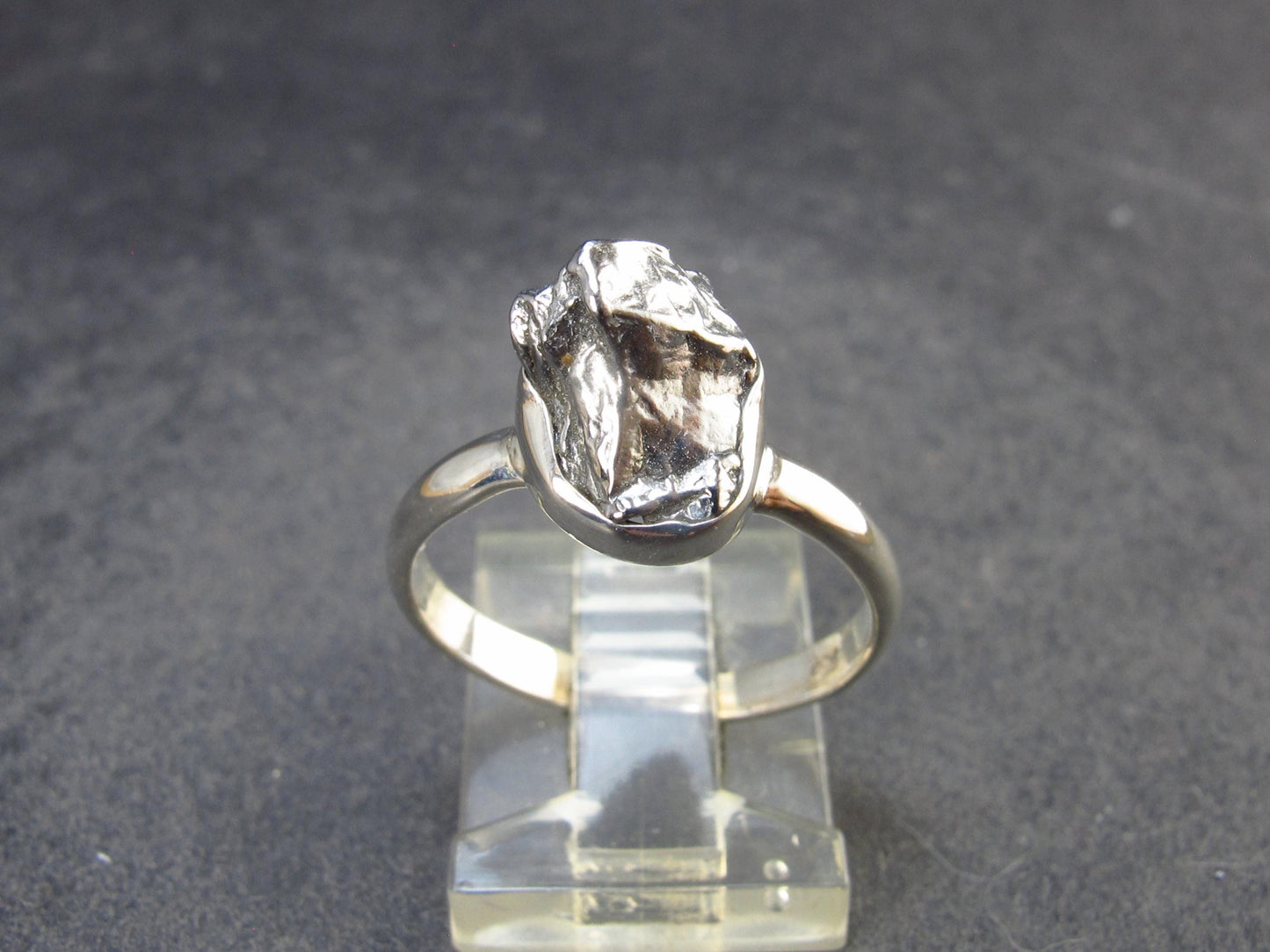 Large Meteorite Campo Del Cielo Sterling Silver Ring from Argentina - 3.22 Grams - Size 7.5