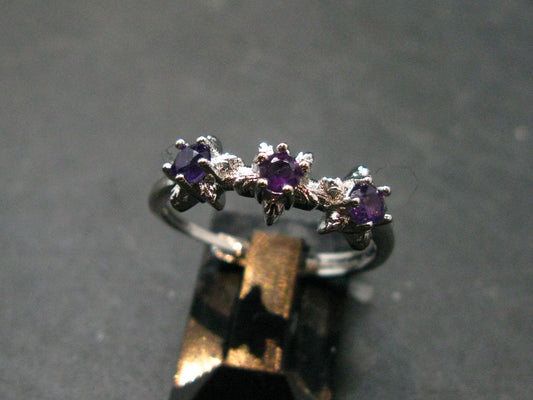 Natural Faceted Rich Purple Color Amethyst Ring - 1.55 Grams - Size adjustable