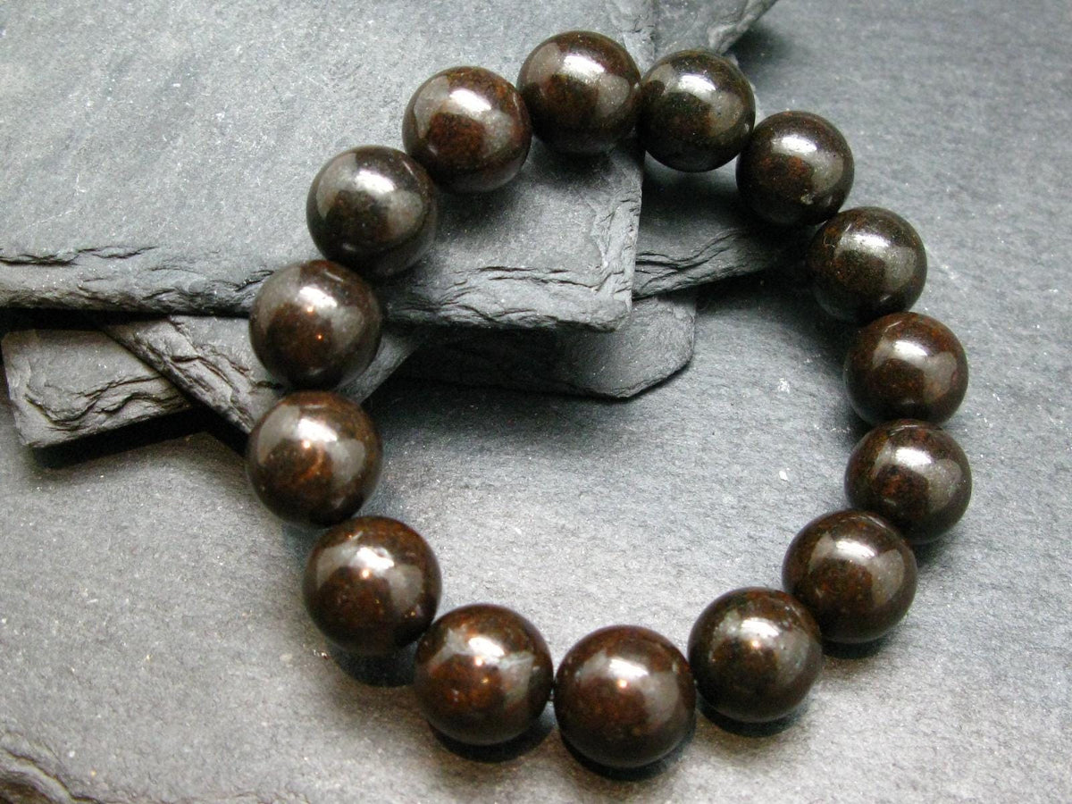 Meteorite Chondrite Genuine Bracelet ~ 7 Inches ~ 14mm Round Beads