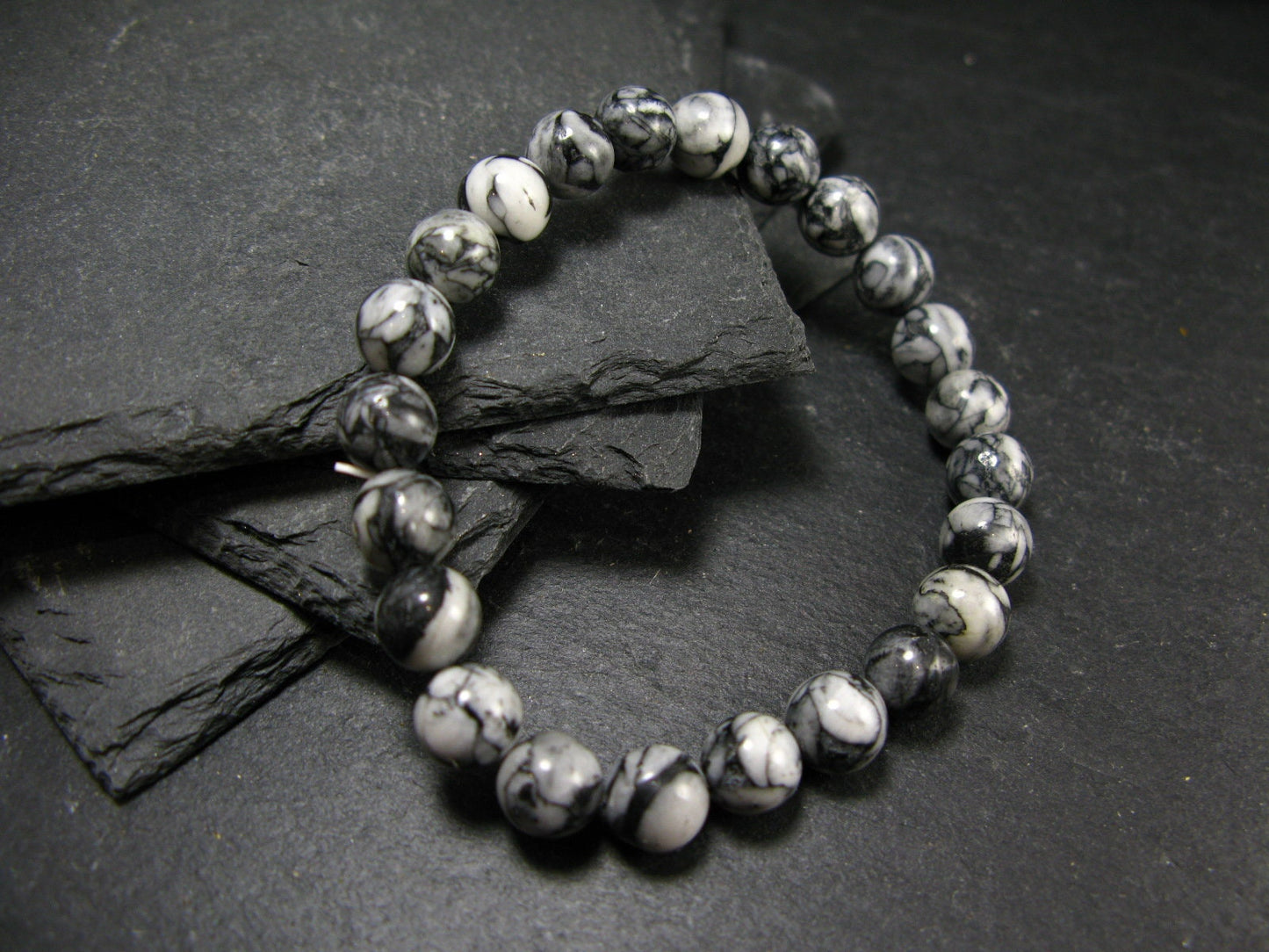 Pinolite Pinolith Genuine Bracelet ~ 7 Inches ~ 8mm Round Beads