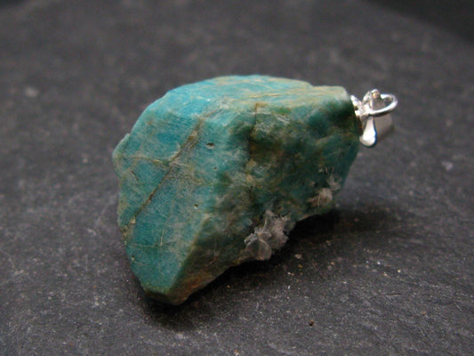 Rare Amazonite Silver Pendant From Russia - 1.1"