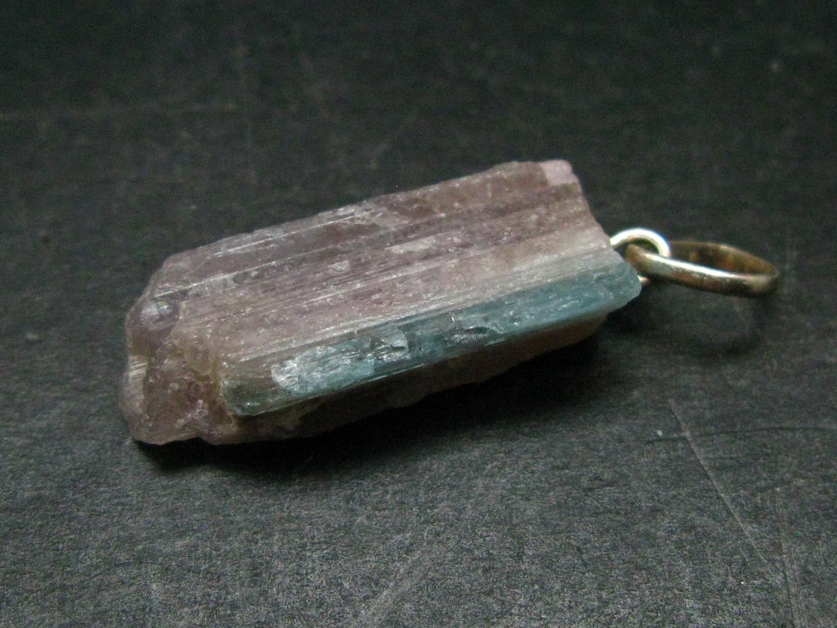 Rarest Paraiba Copper Blue Tourmaline Crystal Silver Pendant From Brazil - 1.4" - 3.14 Grams