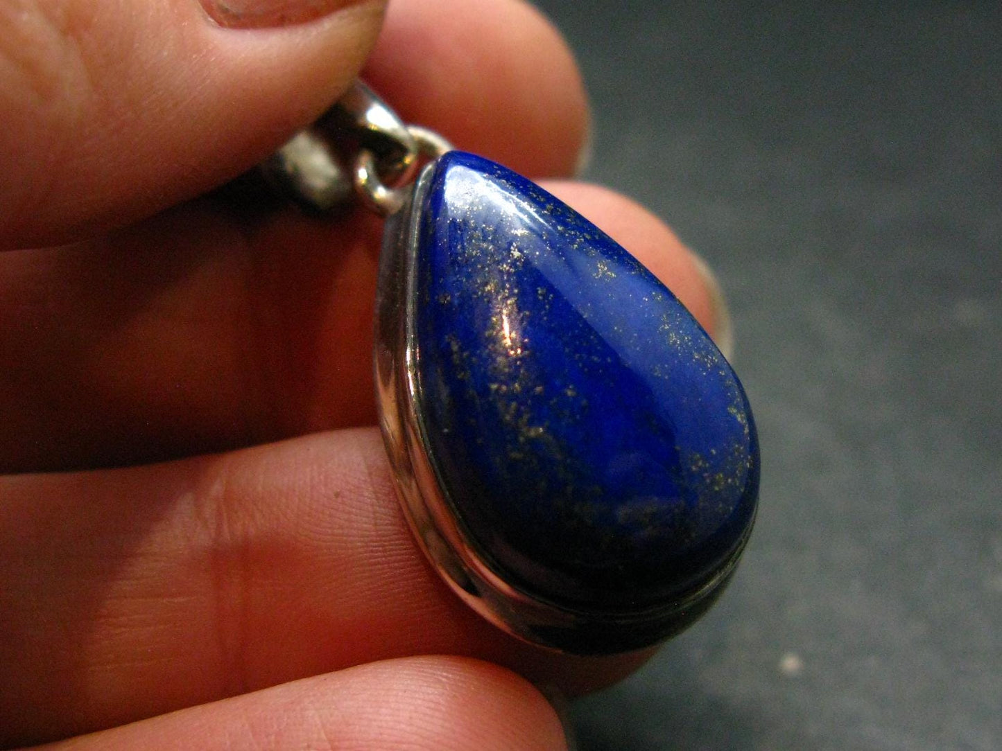 Lapis Lazuli Silver Pendant From Afghanistan - 1.4" - 7.64 Grams