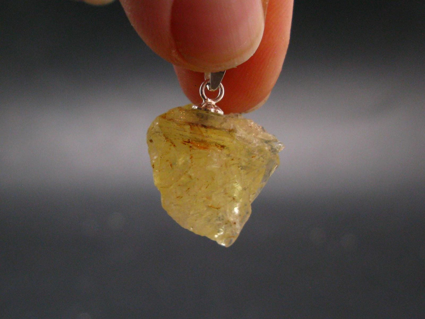 Large Natural Agni Gold Danburite Sterling Silver Pendant from Tanzania - 0.9" - 3.15 Grams