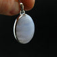 Rare Blue Lace Holly Chalcedony Agate Silver Plated Pendant From Malawi - 1.5" - 8.4 Grams