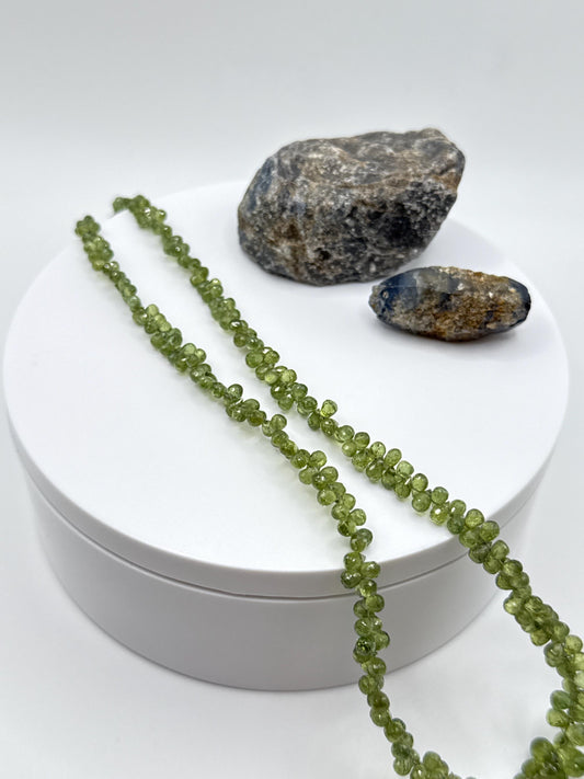 Green Sapphire Beaded Necklace: Genuine Gemstone Jewelry, September Birthstone