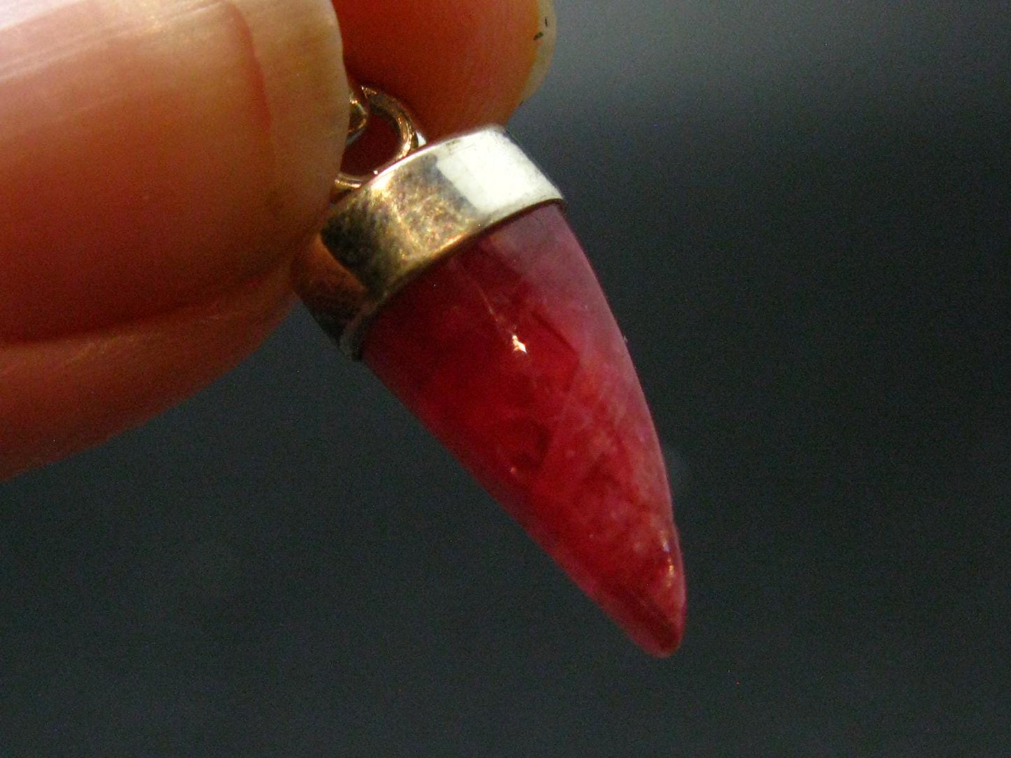 Vivid Juice Carmine Red Gem Rhodonite Silver Pendant From Brazil - 1.1" - 2.09 Grams