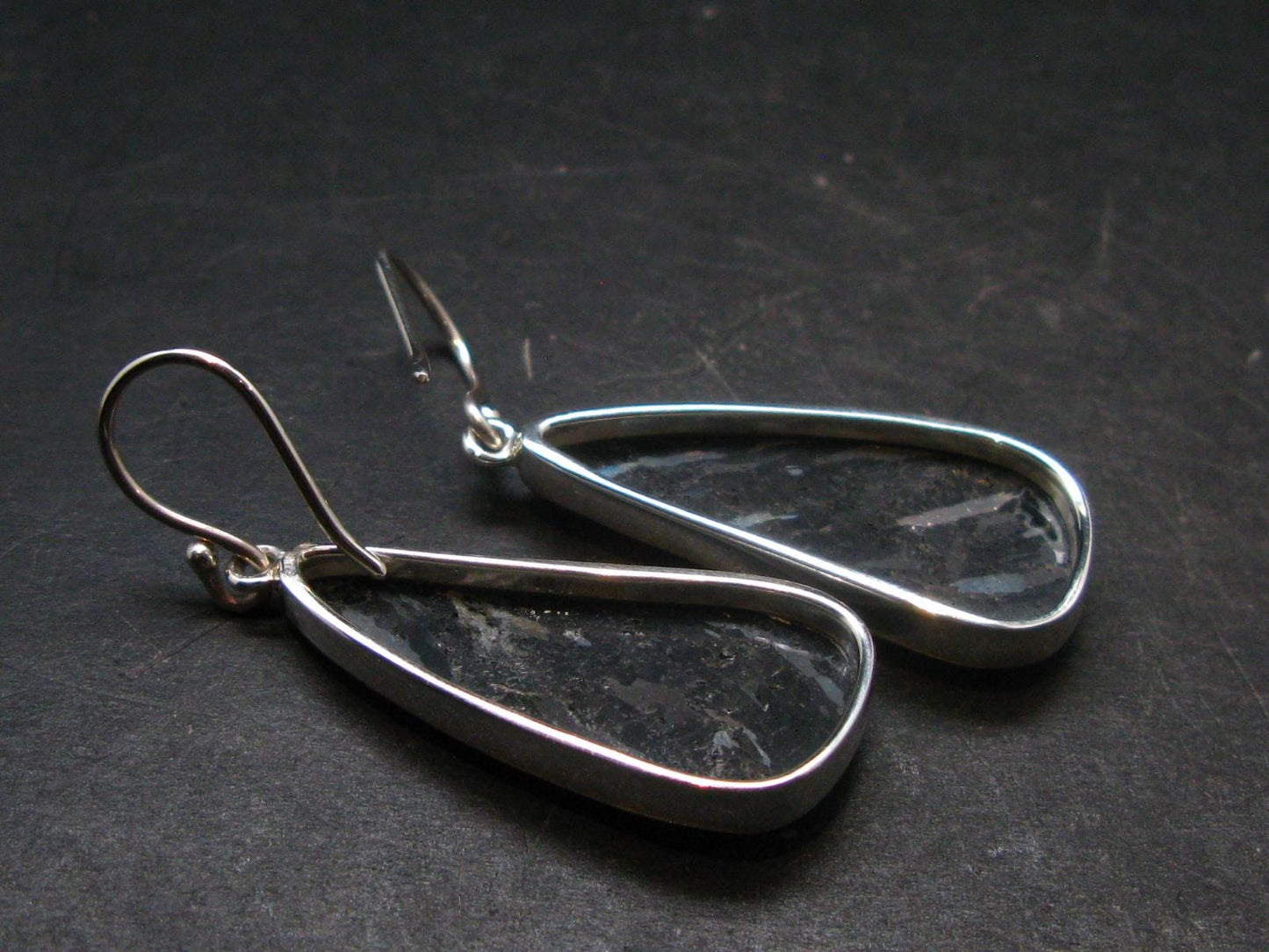 Very Rare Sterling Silver Nuumite Nuummite Earrings From Greenland