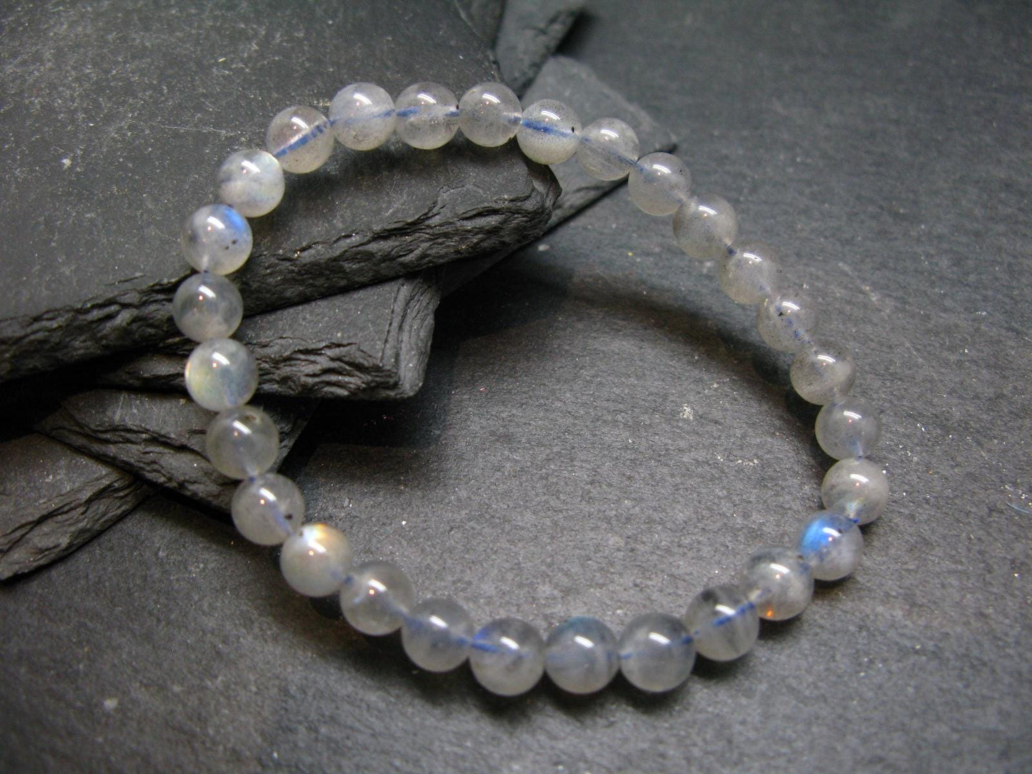 Labradorite Genuine Bracelet ~ 7 Inches ~ 6mm Round Beads