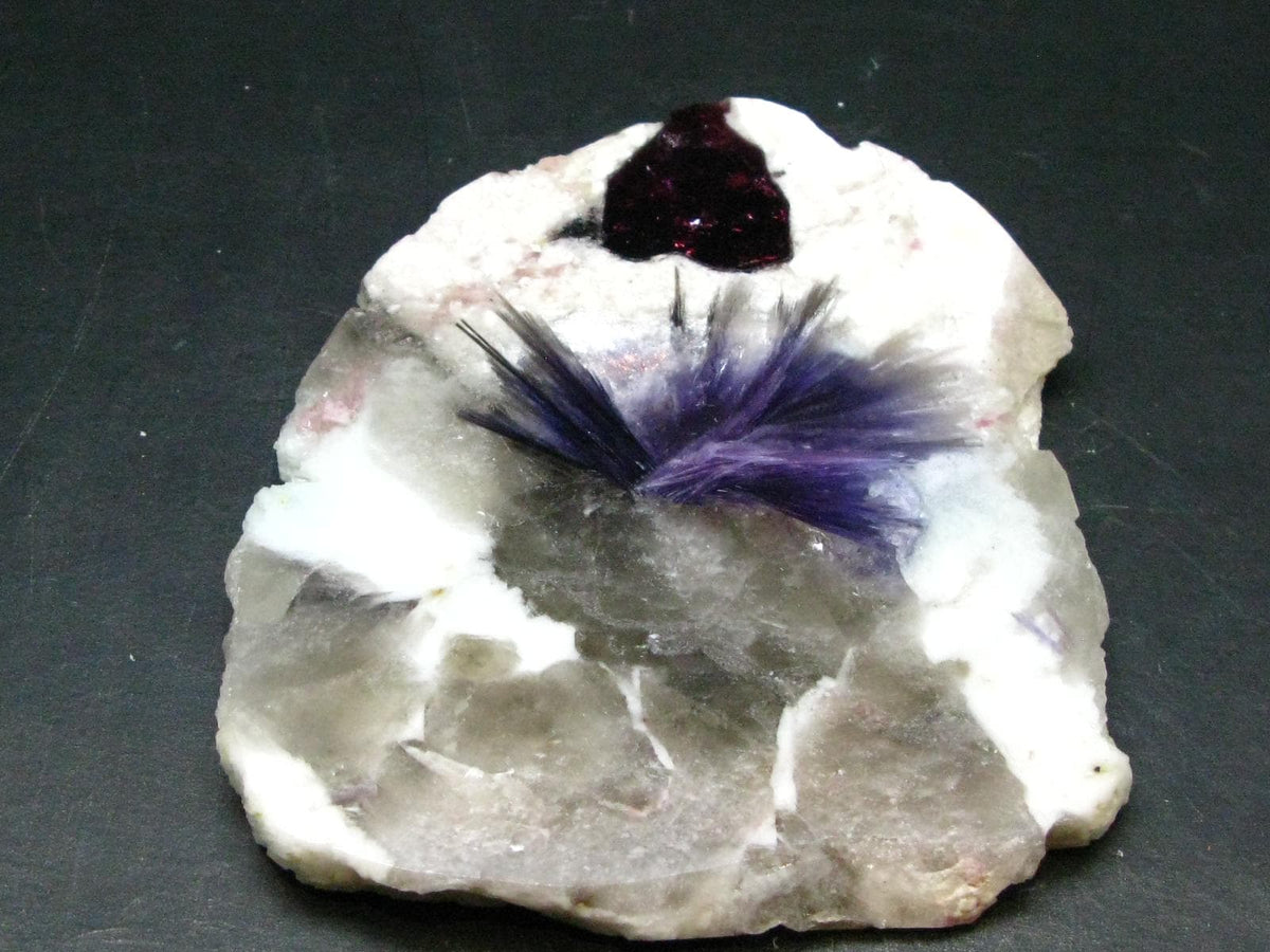 Stunning Tourmaline & Lepidolite in Quartz Slice From Russia - 4.6"