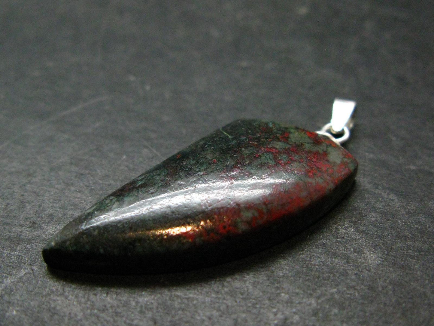 Crimson Cuprite w/ Chrysocola Silver Pendant from Mexico - 1.5" - 3.80 Grams