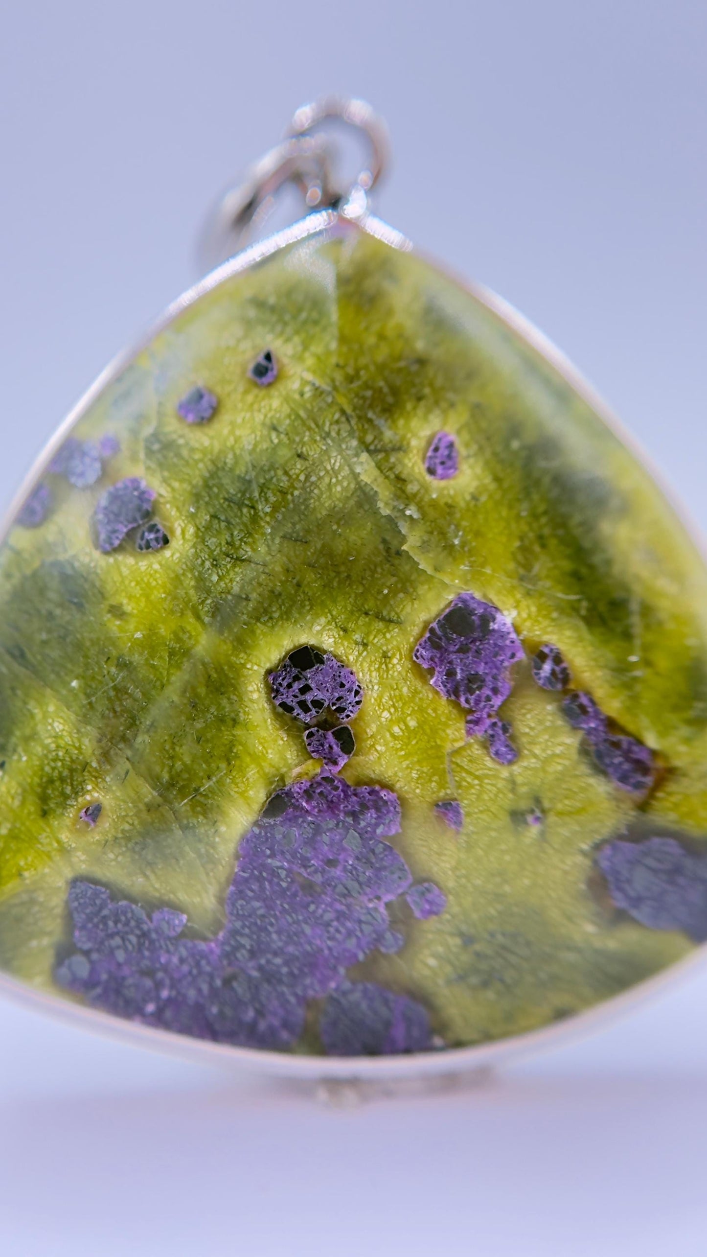 Atlantisite Pendant Serpentine Gemstone Silver Necklace Natural Stone Healing Jewelry Gift