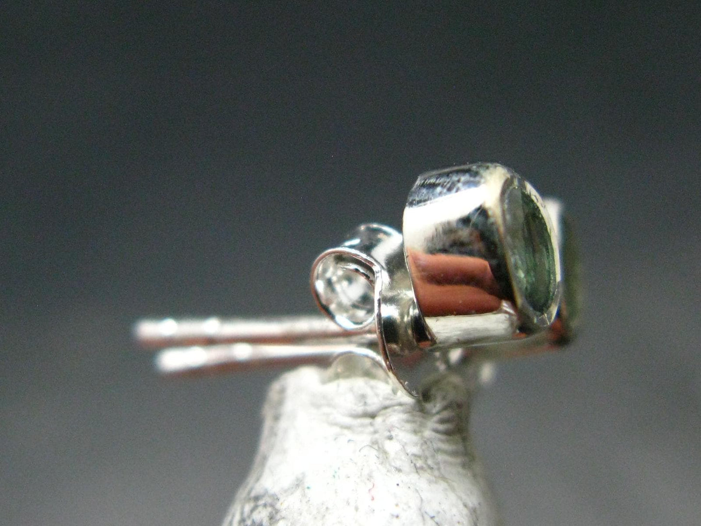 Alexandrite Gem Silver Stud Earrings From Russia - 0.85 Grams