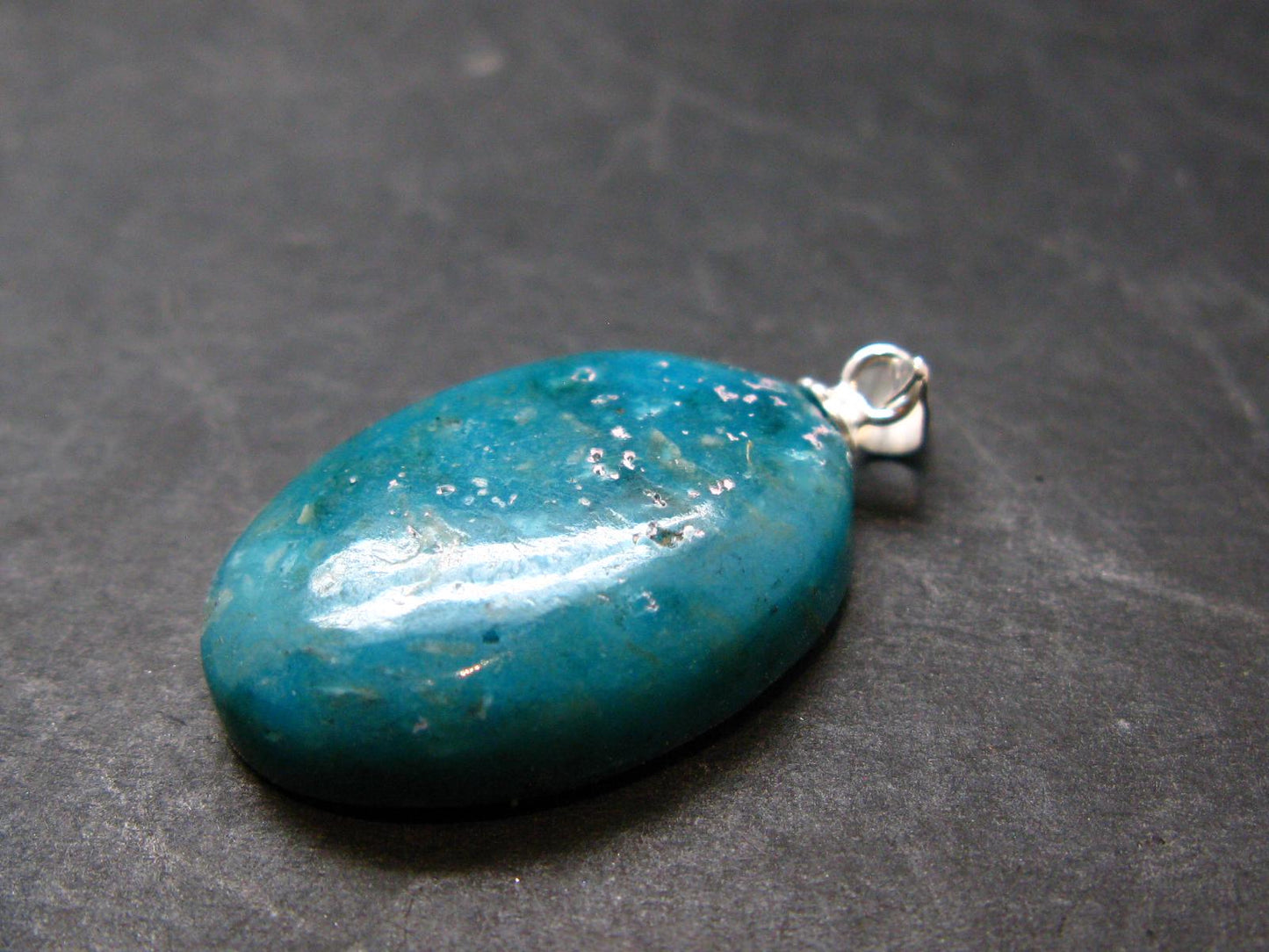Genuine Turquoise Silver Pendant From Sleeping Beauty Arizona - 1.2" - 4.12 Grams