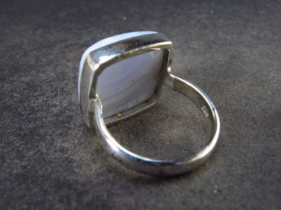 Gem of Ecology!! Natural Soft Blue Lace Agate Holly Agate Silver Ring from Namibia - 5.6 Grams - Size 5