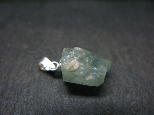 Fantastic Gemmy Aquamarine Crystal Silver Pendant From Brazil - 0.7" - 1.83 Grams