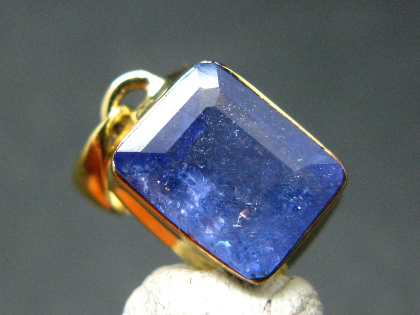 Natural Faceted Tanzanite Gold Plated Sterling Silver Pendant from Tanzania - 0.8"