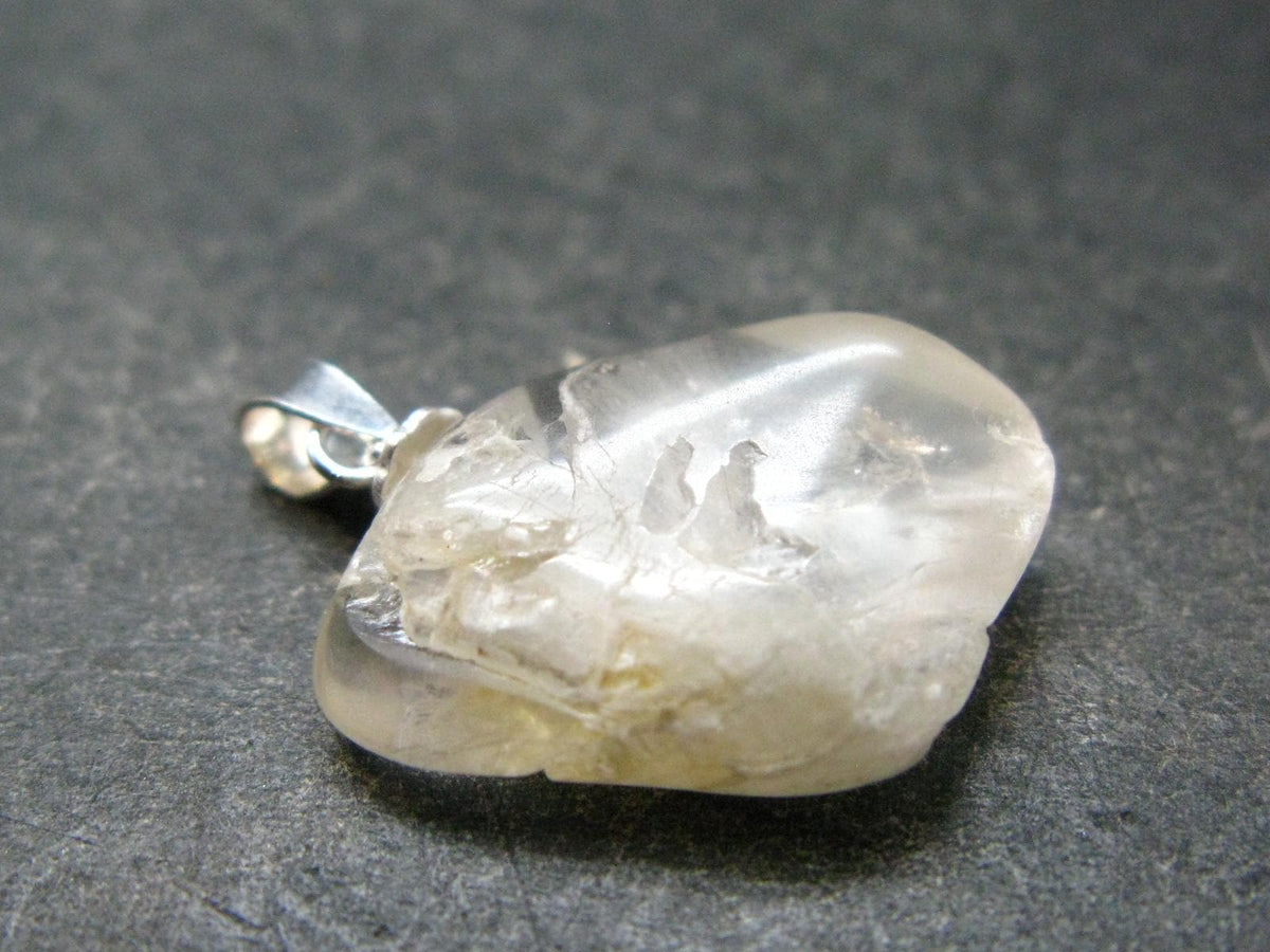 Clear Petalite Crystal Silver Pendant from Brazil - 0.9" - 2.19 Grams