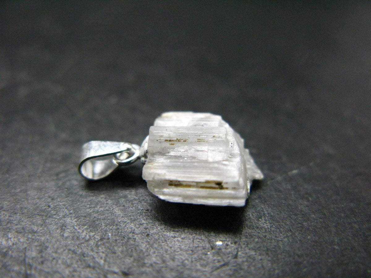 Extremely Rare Rough Beryllonite Crystal Silver Pendant from Afghanistan - 0.7" - 4.30 Carats