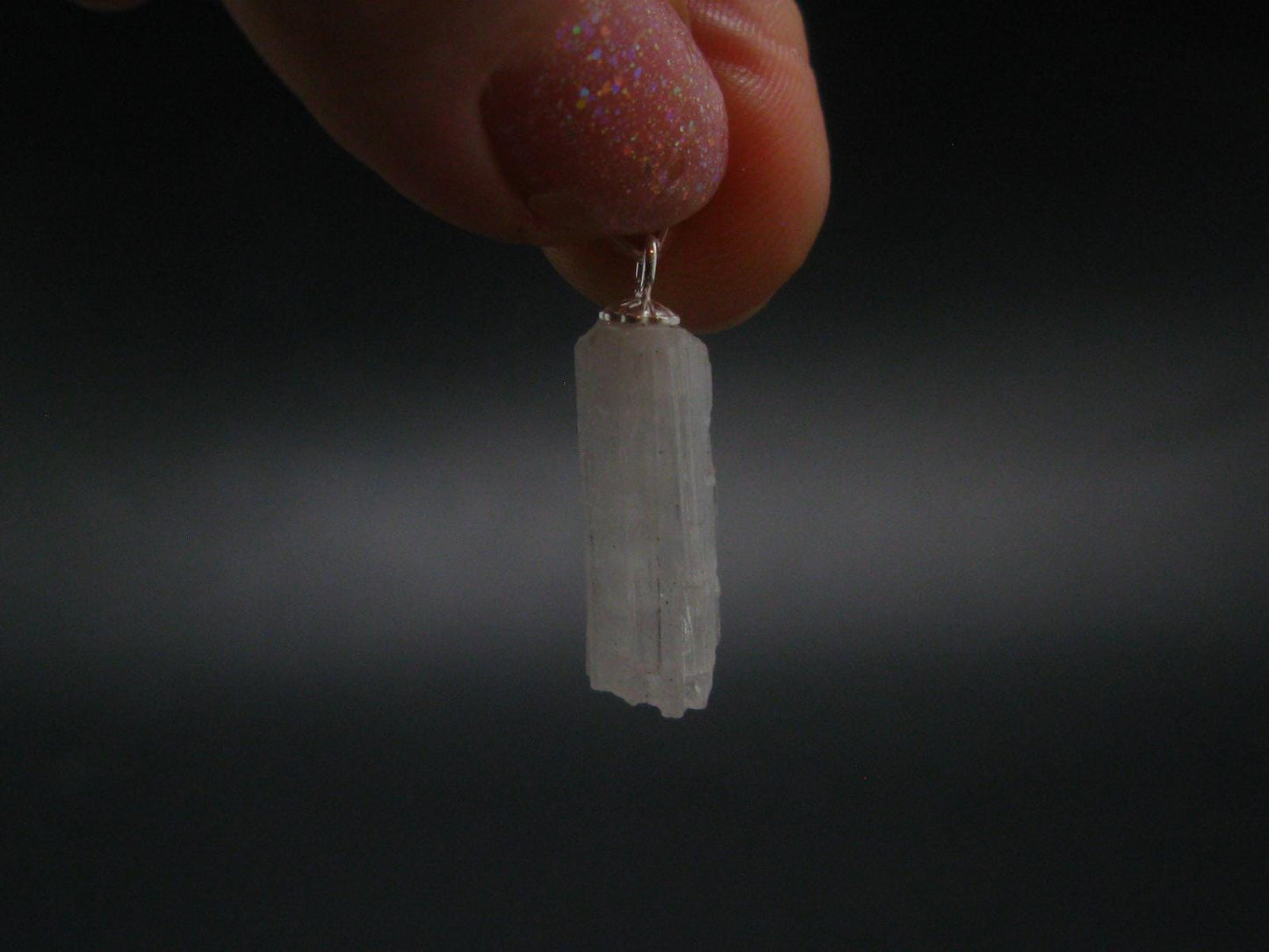 Rare Clear Natrolite Crystal Silver Pendant From Tanzania - 1.0" - 1.09 Grams