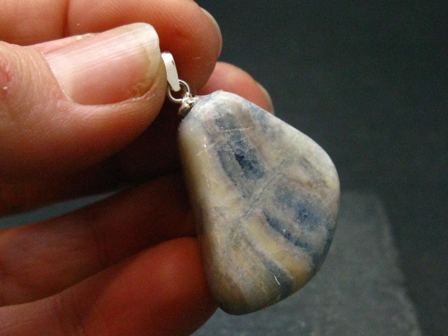 Very Rare! Natural Blue Scheelite 925 Silver Pendant from Turkey - 1.3"
