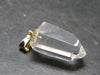 Lemurian Quartz Crystal Gold Plated Silver Pendant From Brazil - 1.5" - 7.74 Grams