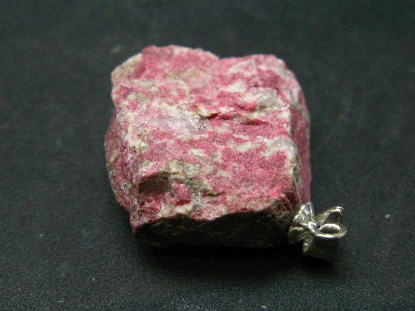 Rare Raw Deep Pink Thulite Silver Pendant From Norway - 1.2" - 5.14 Grams