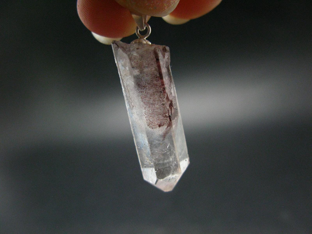 Phantom Hematite in Quartz Crystal Pendant From India - 1.5" - 4.46 Grams