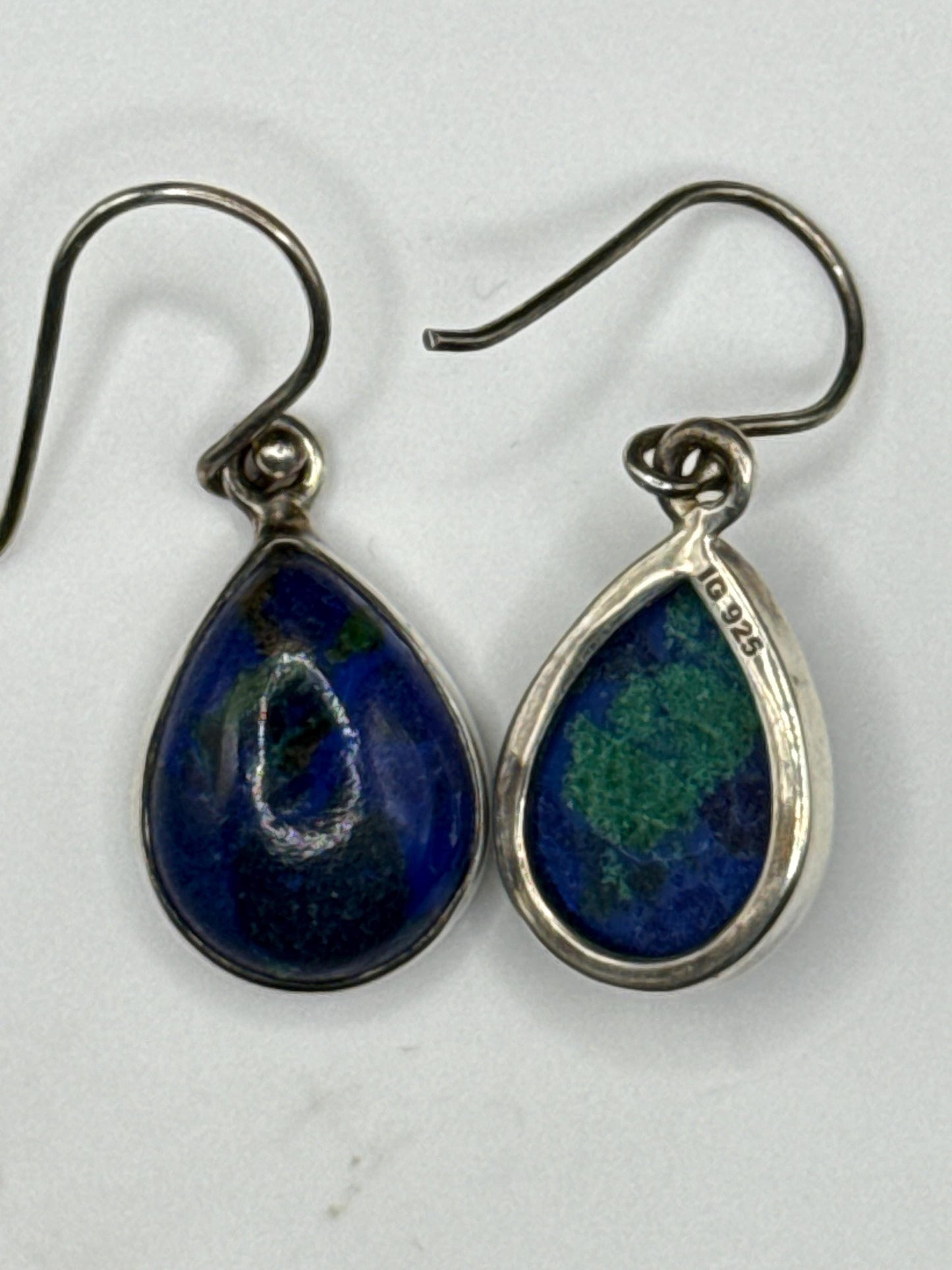 Azurite Teardrop Earrings | Sterling Silver Dangle | Blue Crystal Jewelry