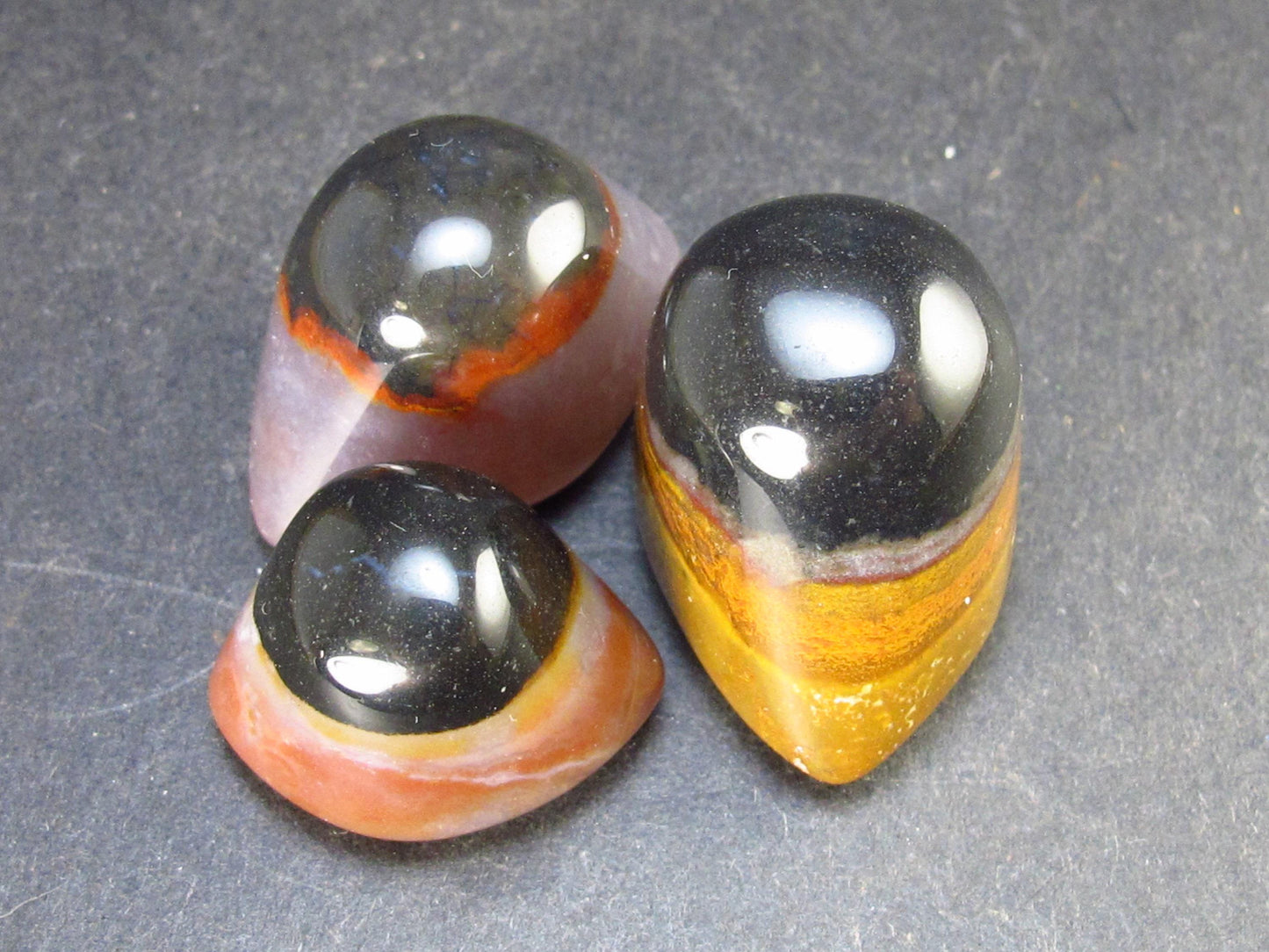 Perfect! Lot of 3 Agate Shiva Eyes from India
