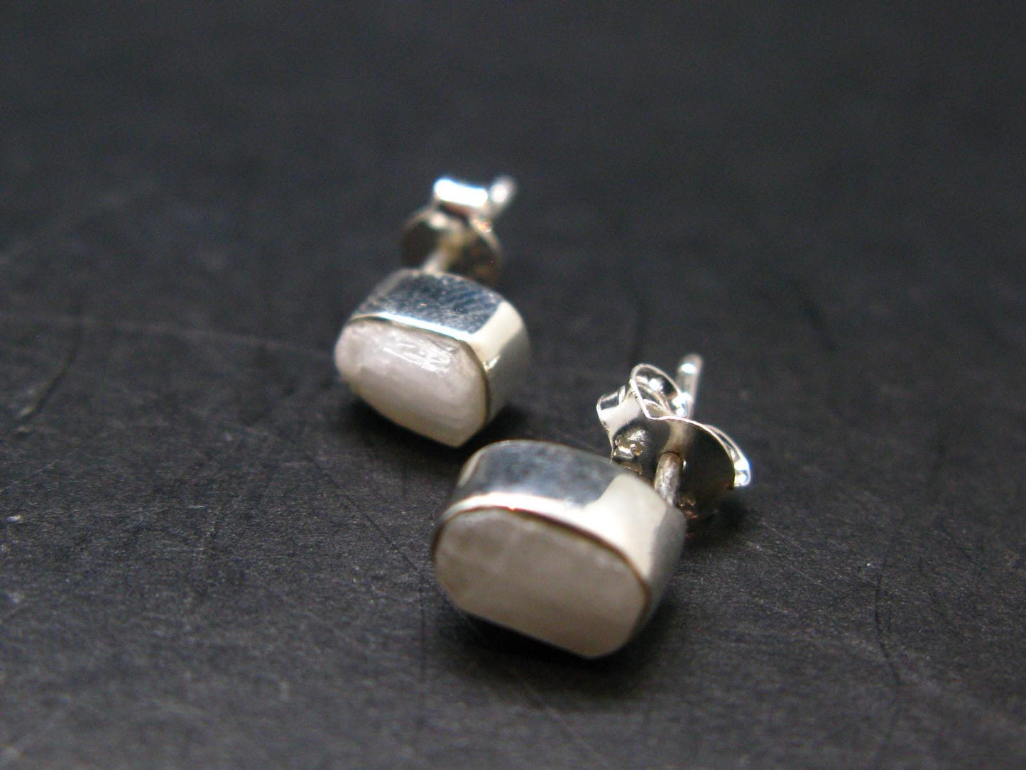 Natrolite Stud Earrings Sterling Silver From Tanzania - 1.36 Grams