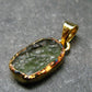 Moldavite Tektite Gold Plated Silver Pendant from Czech Republic - 0.8" - 1.0 Grams