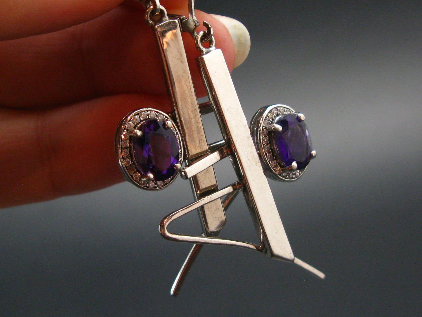 Faceted Natural Amethyst 925 Sterling Silver Earrings - 0.5" - 8.83 Grams