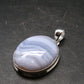 Rare Blue Lace Holly Chalcedony Agate Silver Plated Pendant From Malawi - 1.5" - 8.55 Grams