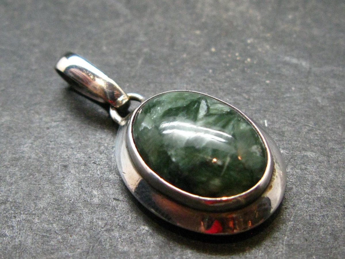 Seraphinite Clinochlore Silver Pendant From Russia - 1.3''