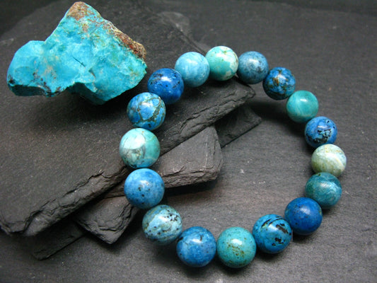 Chrysocola Genuine Bracelet ~ 7 Inches ~ 12mm Round Beads